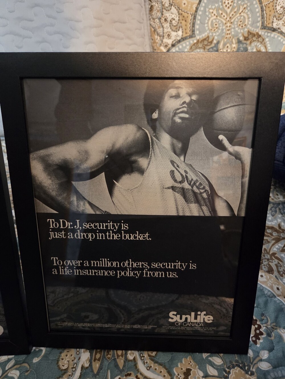 Rare New Framed Basketball Poster Featuring Dr. J - Black Frame